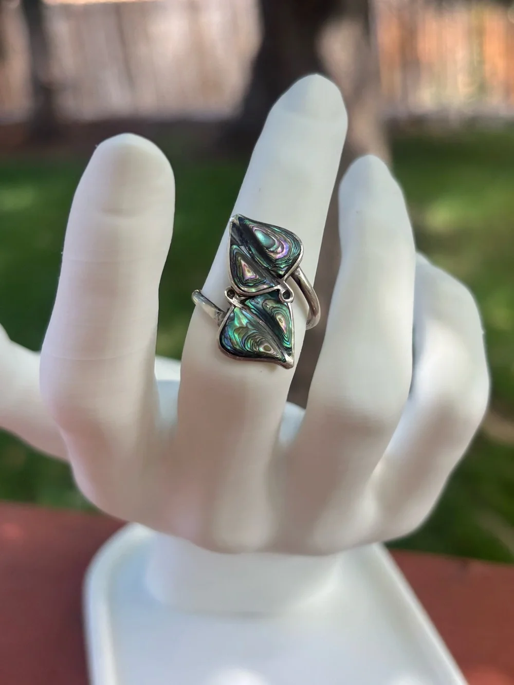Vintage Taxco Mexico 925 Sterling Silver Abalone Shell Butterfly Ring Size 6